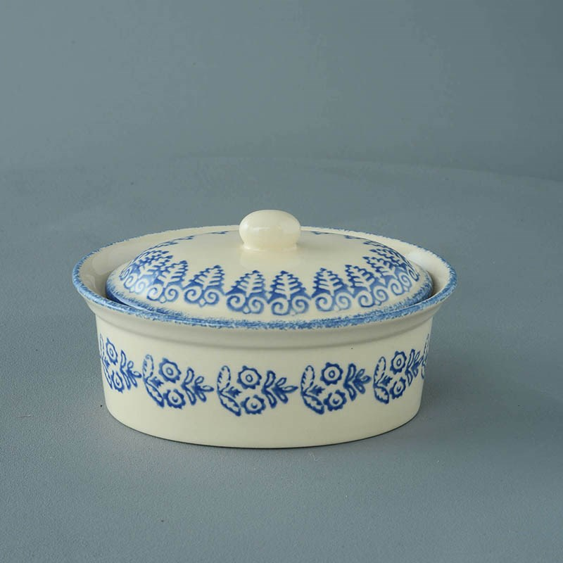 Lacey Blue Oval butter dish-0