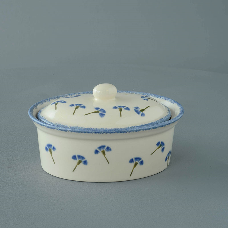 Cornflower Oval Butter Dish, 400ml-0