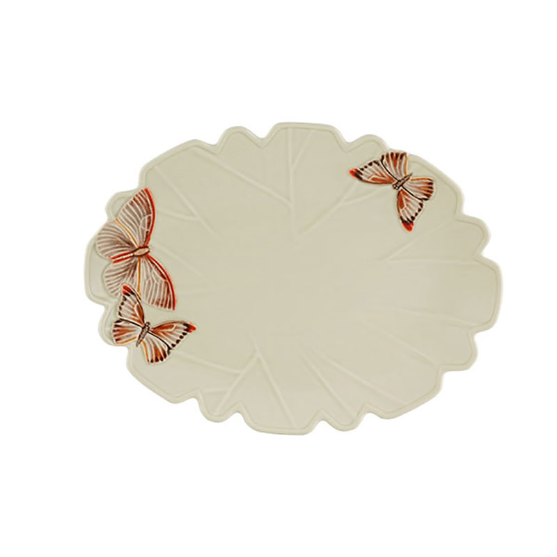 Cloudy Butterflies Oval Platter, W30 x L40 cm, White-0