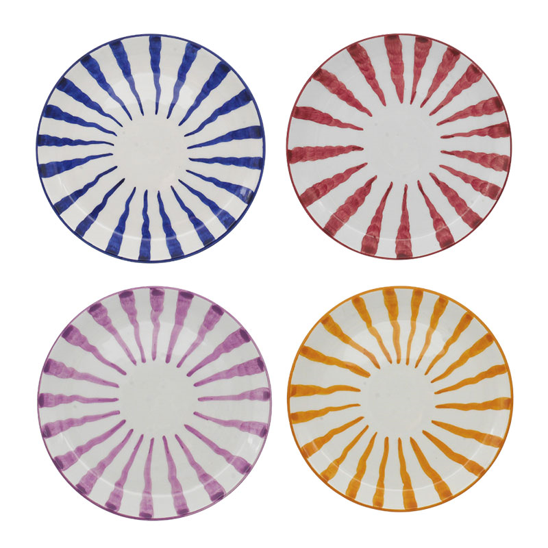 Wave Set of 4 Dinner Plates, D26cm, Multi-1