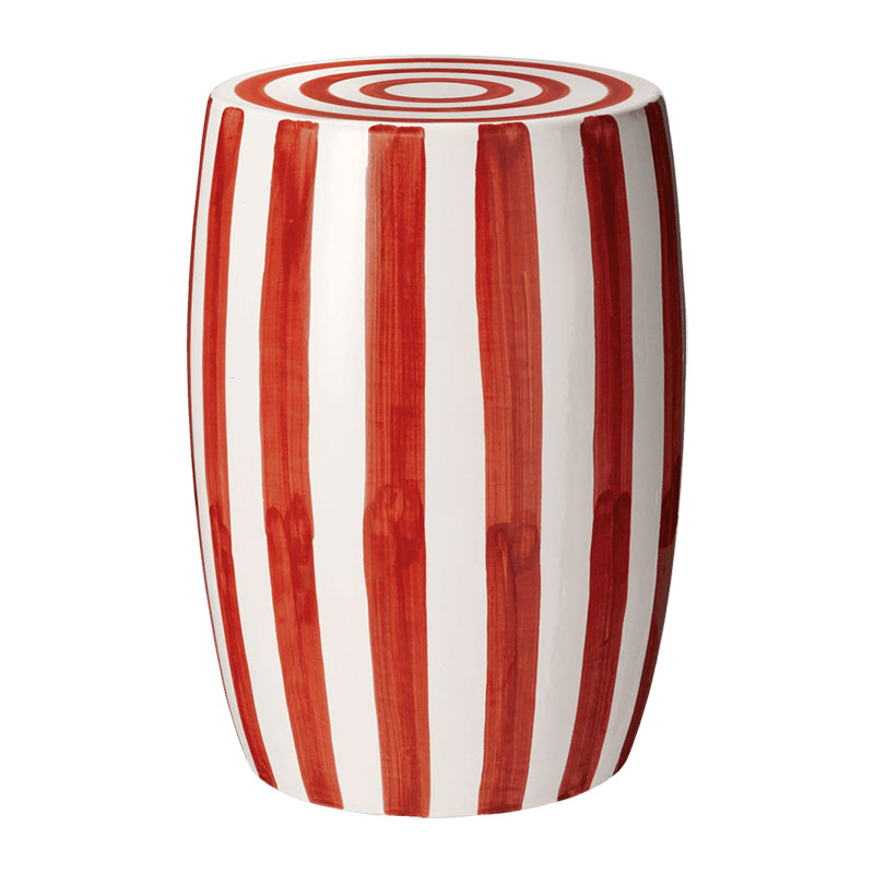 Rander Ceramic stool, D32 x H46cm, Red/White-0