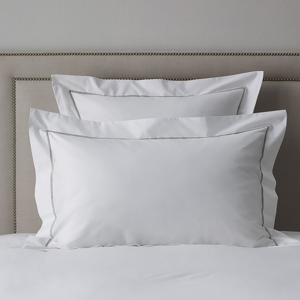 Savoy - 400 Thread Count Egyptian Cotton Double duvet cover, W200 x L200cm, White/Silver-2