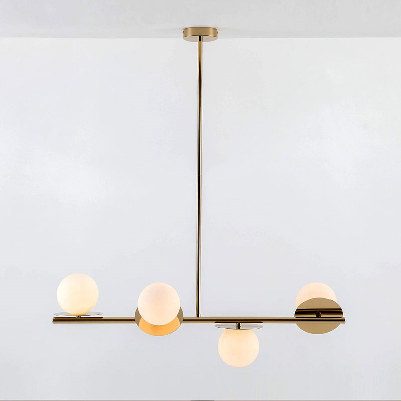 Disk Opal Pendant Light, H108cm, Brass-0