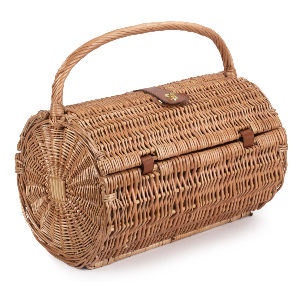 Green Tweed Picnic hamper 2 person, H42 xW30 x L46cm, Green/Brown-2