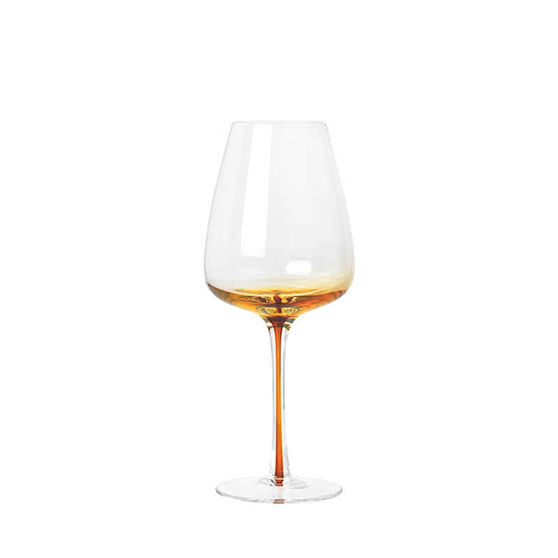 Mouth Blown White Wine Glass, H21cm, Amber-0