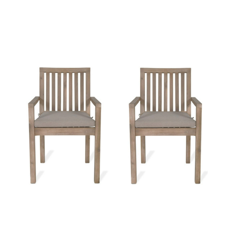 Porthallow Set of 2 Dining Chairs with Arms, Natural-2