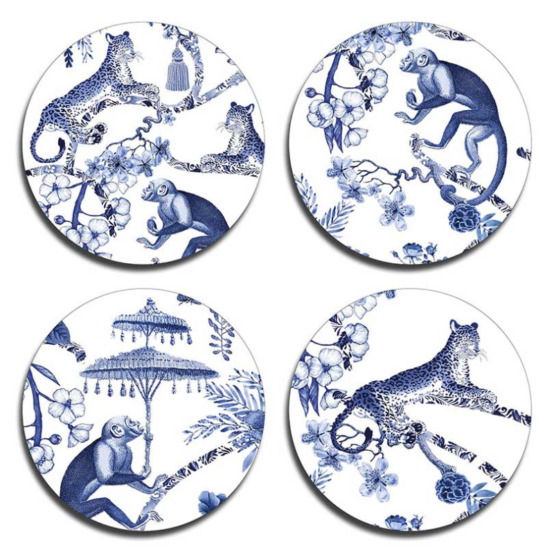 Animal Orient Set of 4 Round Coasters, D10cm-0