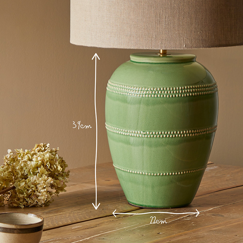 Ted Table Lamp Base Only, H39cm x W22cm, Green-1