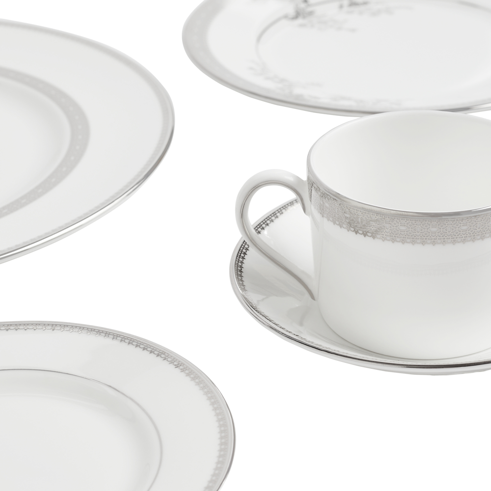 Lace 10 Piece Dinnerware Set, Platinum-3