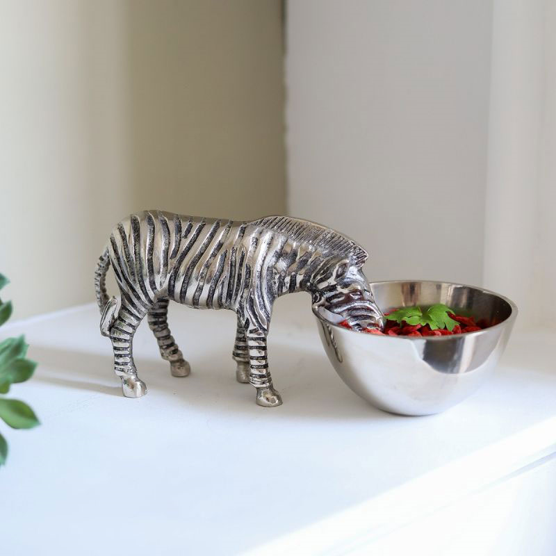 Wild Zebra Nibbles Bowl, L26 x W12 x H11.5cm, Silver-0