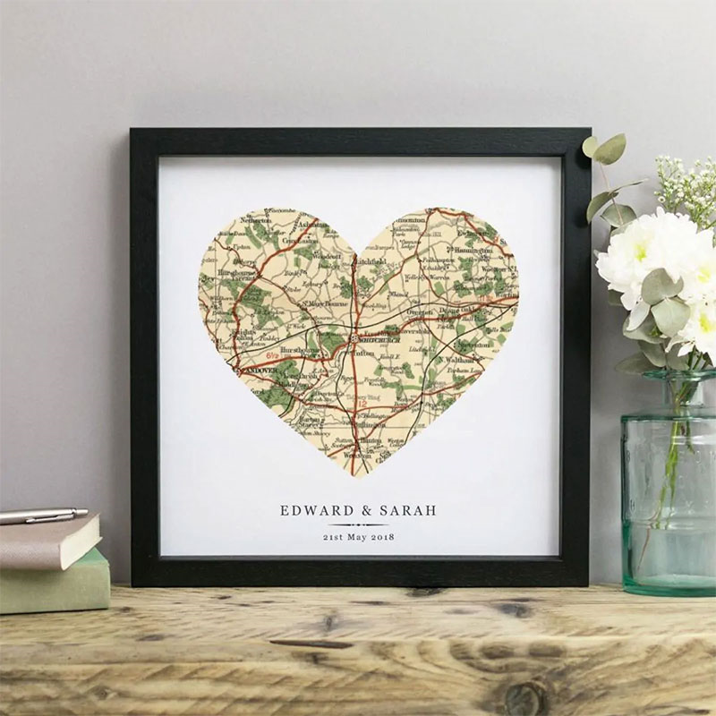 Personalised Heart Print, 30 x 30cm, Black Frame-0