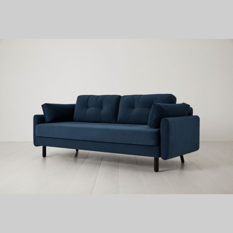 Model 04 3 Seater Velvet Sofa Bed, Teal-4