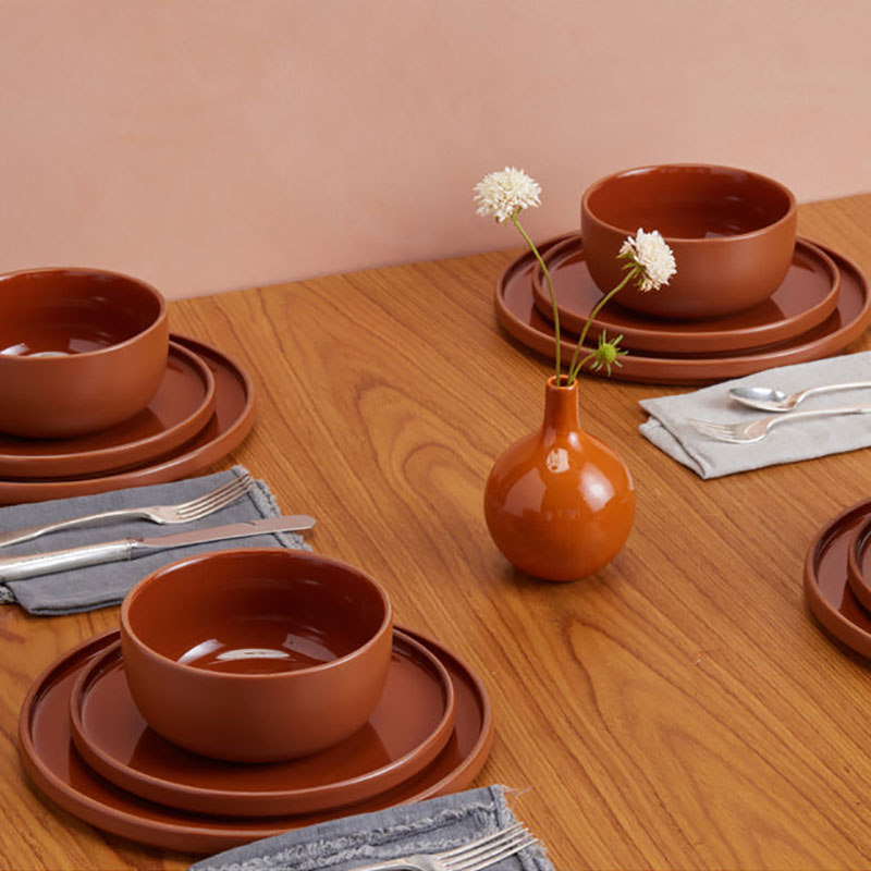 Set of 4 Salad Plates, 22cm, Terracotta-2