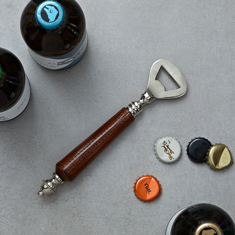 Bottle opener, 21cm, Tan Leather-0