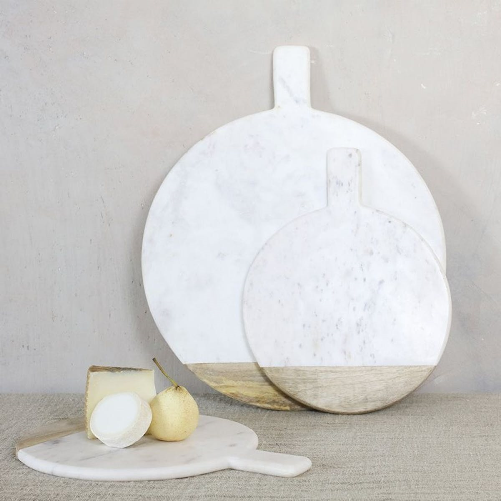 Bwari Round Marble Board, D32cm, White-0