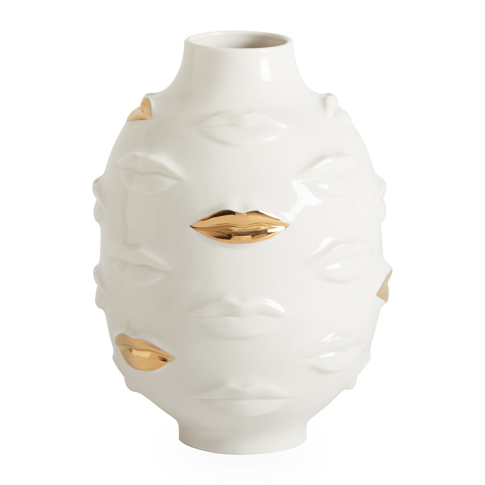 Gilded Gala Vase, H25cm, White & Gold-2