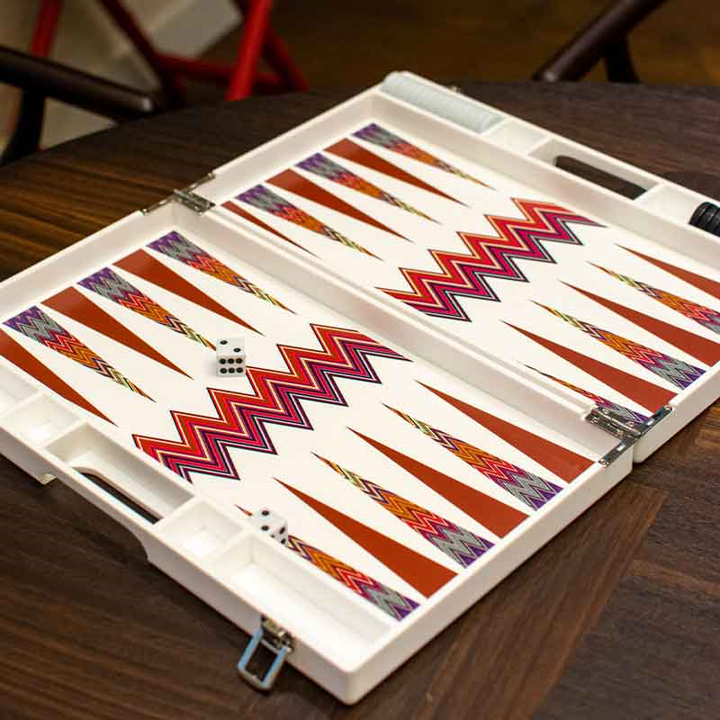 Zig Zag Backgammon Board, L45 x W38cm, White-0