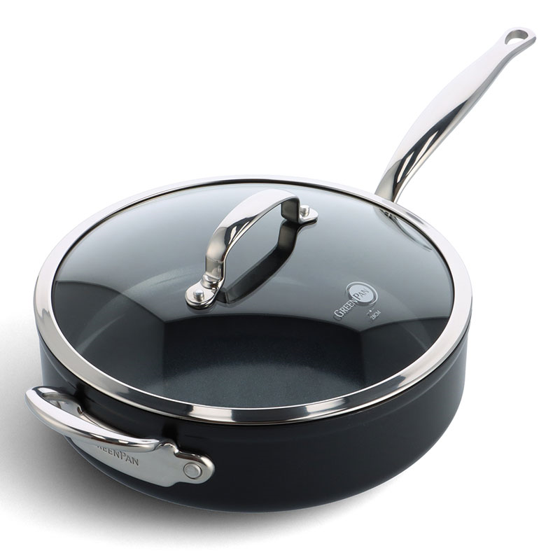 Barcelona Pro Non-Stick Skillet with Lid, 28, Black-0