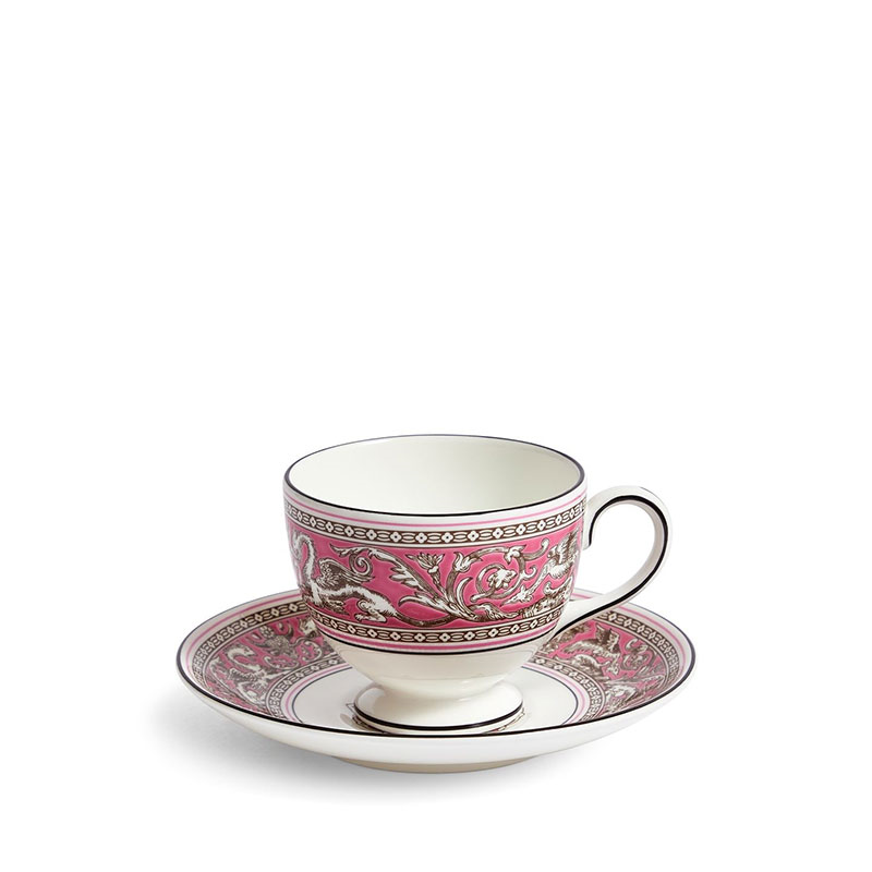 Florentine Teacup and Saucer, 174ml, Fuchsia-0