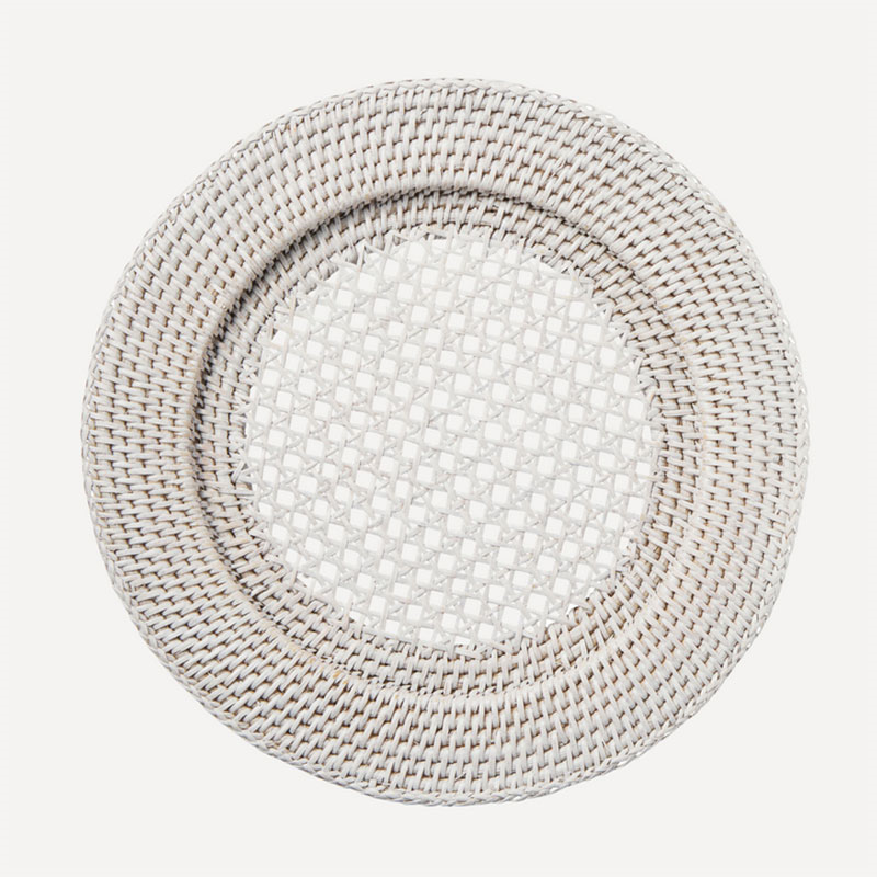 Rattan Charger Plate, D32cm, White-1