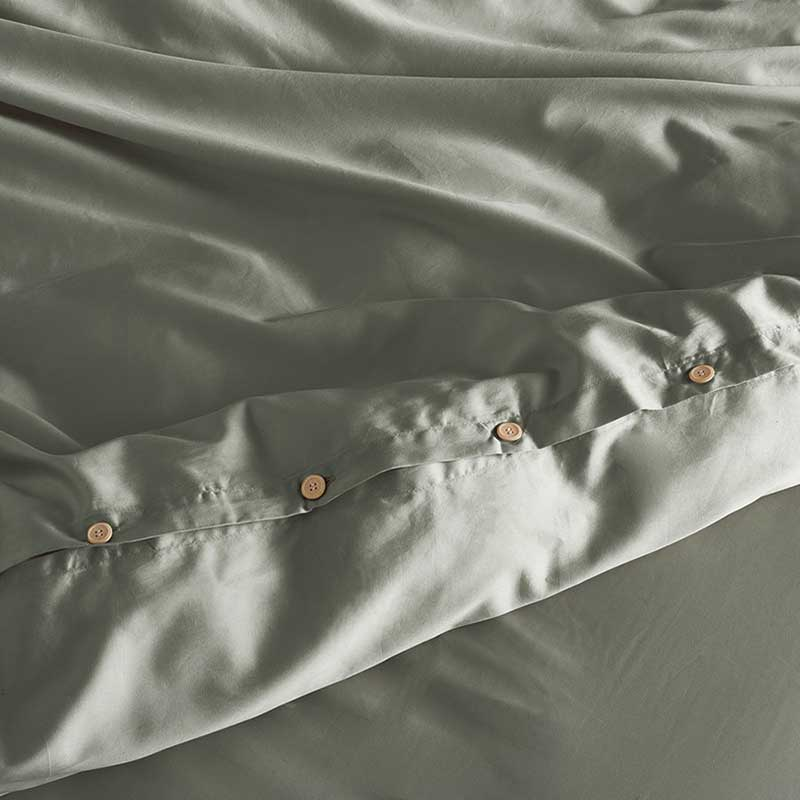 Luxe Cotton Double Duvet Cover, Moss-3