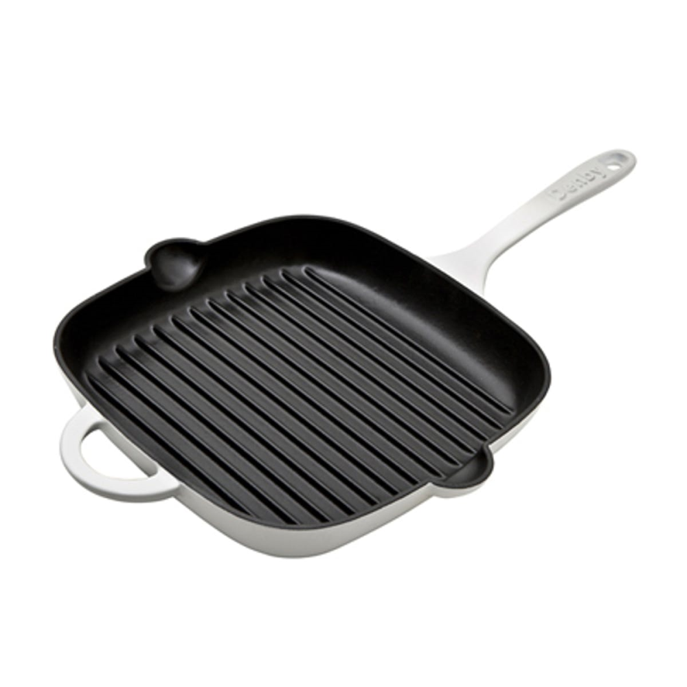 Natural Cast Iron Griddle pan, 47 x 25 x 4cm, Light Grey-0