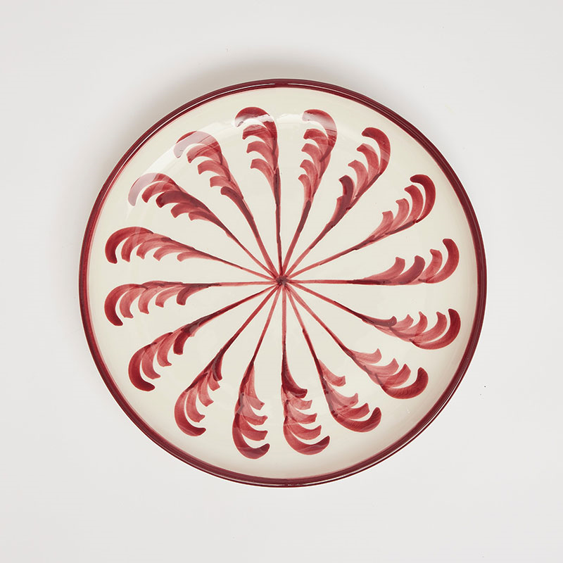 Swirl Set of 4 Dinner Plates, D26cm, Burgandy-0