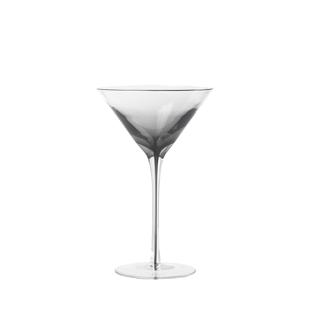 Mouth Blown Martini Glass, H19cm, Smoke-0