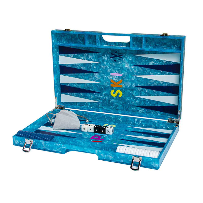 Apres Ski Backgammon Board, L45 x W38cm, Blue-2