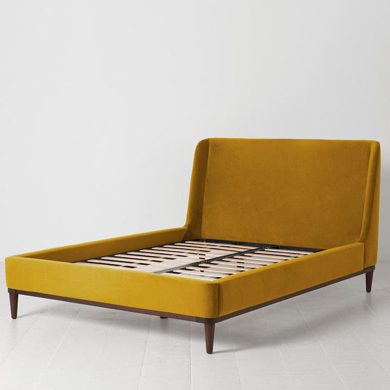 Bed 02 Velvet Double Frame, Mustard-1