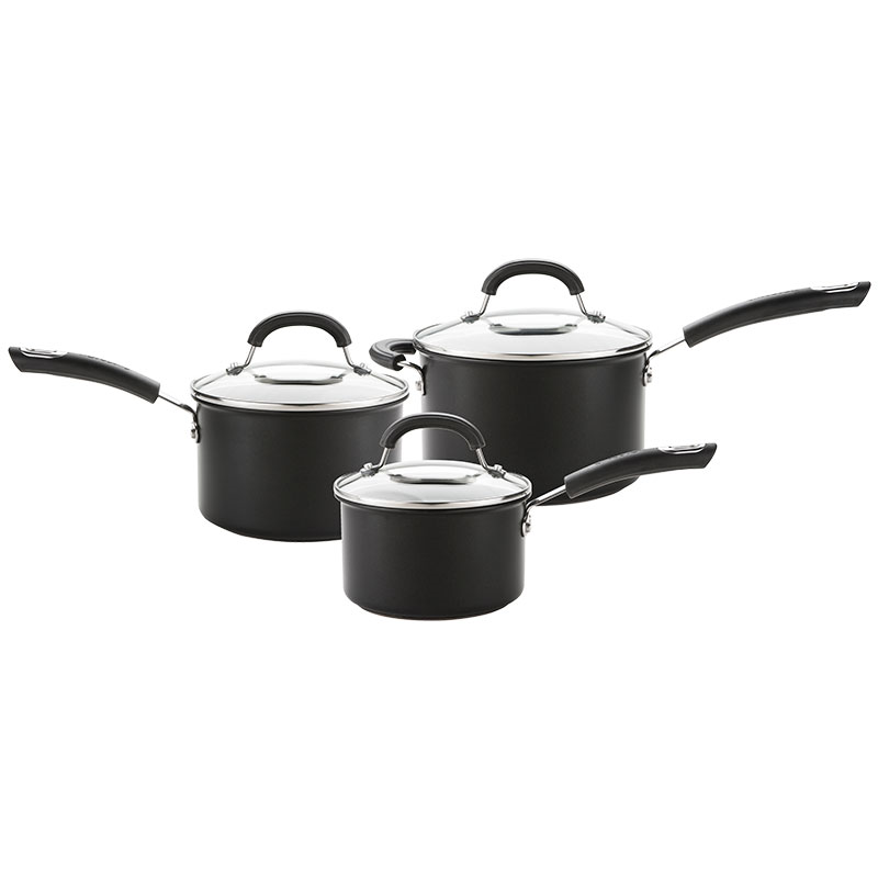 Total Anodised Non-Stick 3 Piece Pan Set, Black-0