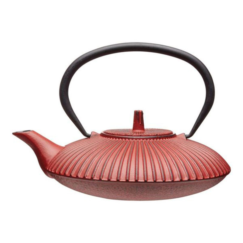 Cast Iron Infuser Teapot, 3 Cup, Red-0