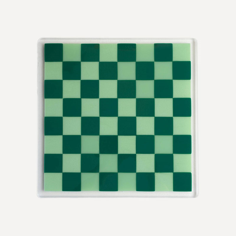 David Perry Draughts/Chessboard, 35x35x1cm, Light & Dark Green-0