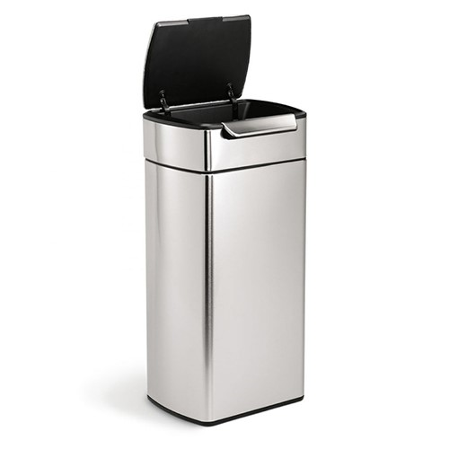 Rectangular touch bar bin, H71cm - 30 litre, Brushed Stainless Steel-1