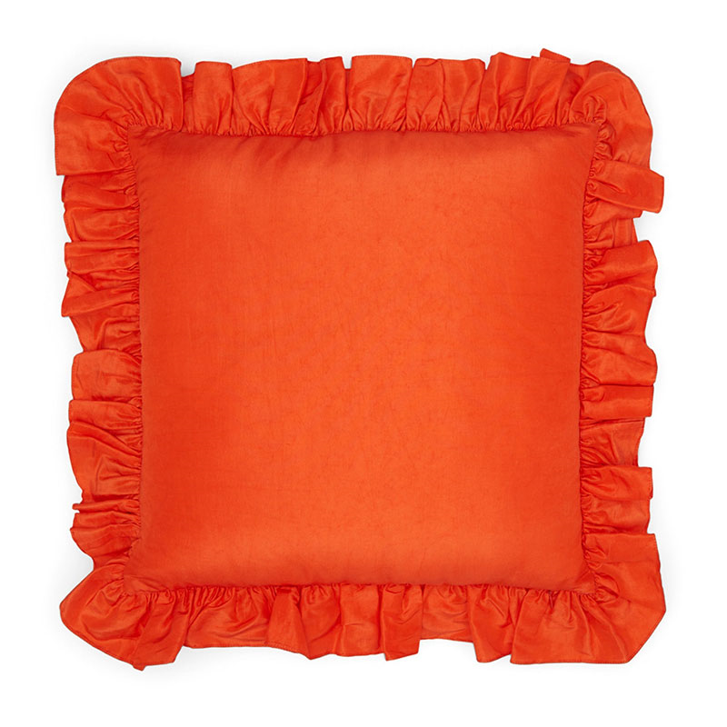 Aruni Ruffle Cushion, 42cm x 42cm, Orange red-1