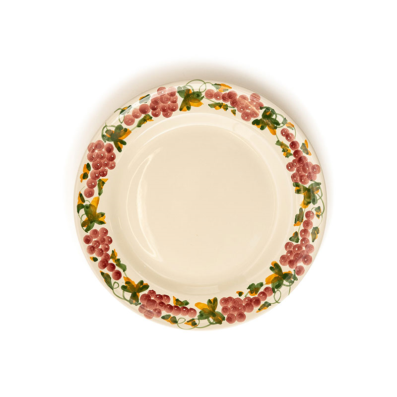 Vine Side Plate, D20cm, Green and Pink-0