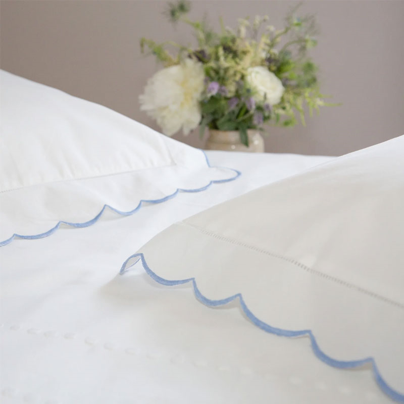 Scallop Oxford Pillowcase, Blue-3