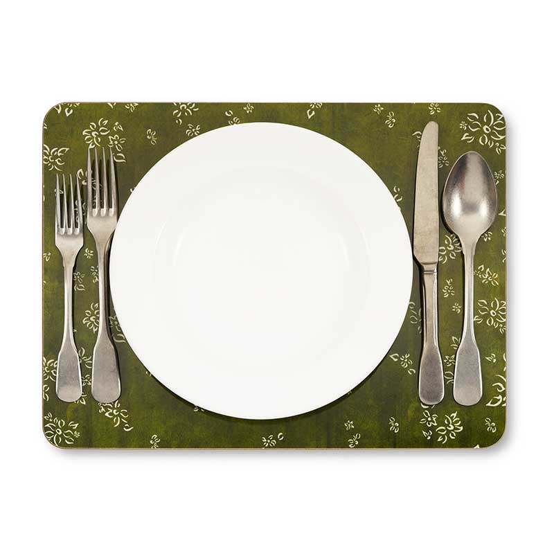 Falling Flower Rectangle Placemat, 38 x 29 cm, Avocado Green-4