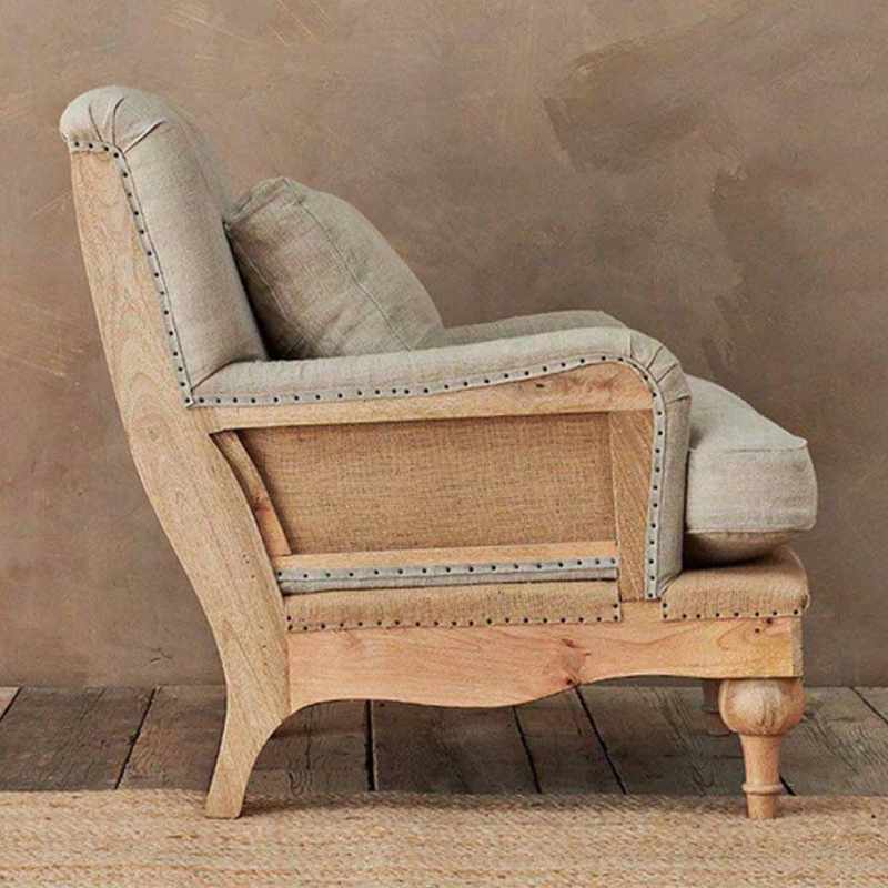 Abe Linen Armchair, Stone-2