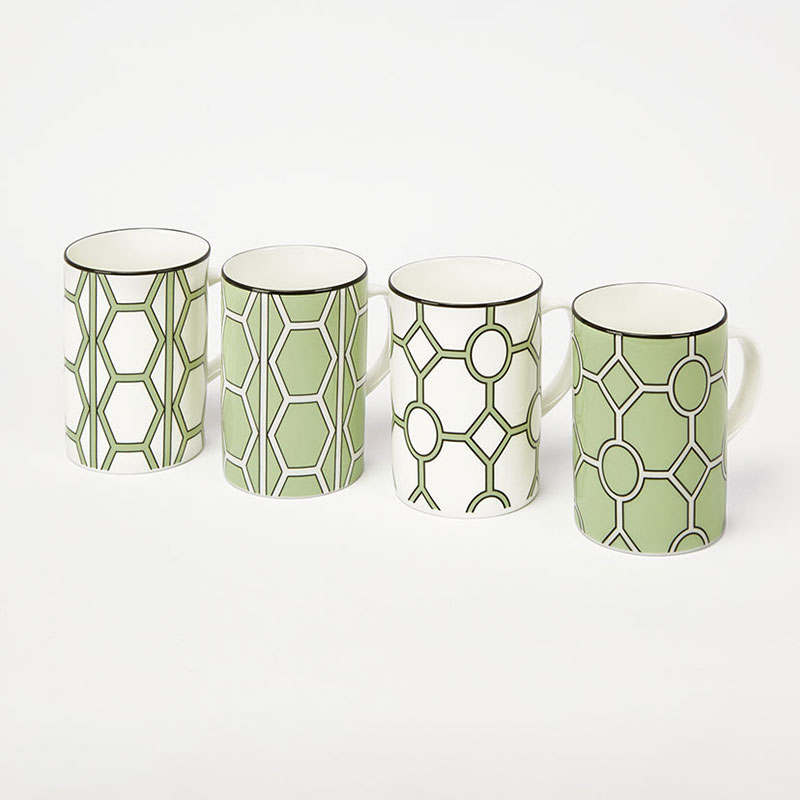 Hex & Hoop Set of 4 Mugs, 350ml, Apple Green-2