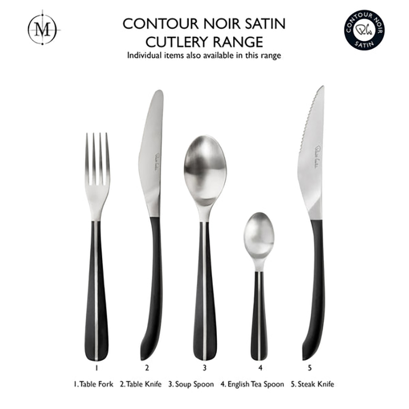 Contour Noir Satin Steak Knife, Set of 4, Black, Satin Stainless Steel-3