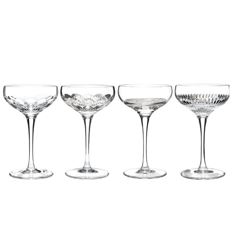 Mixology Set of 4 Champagne Coupes, Clear-1