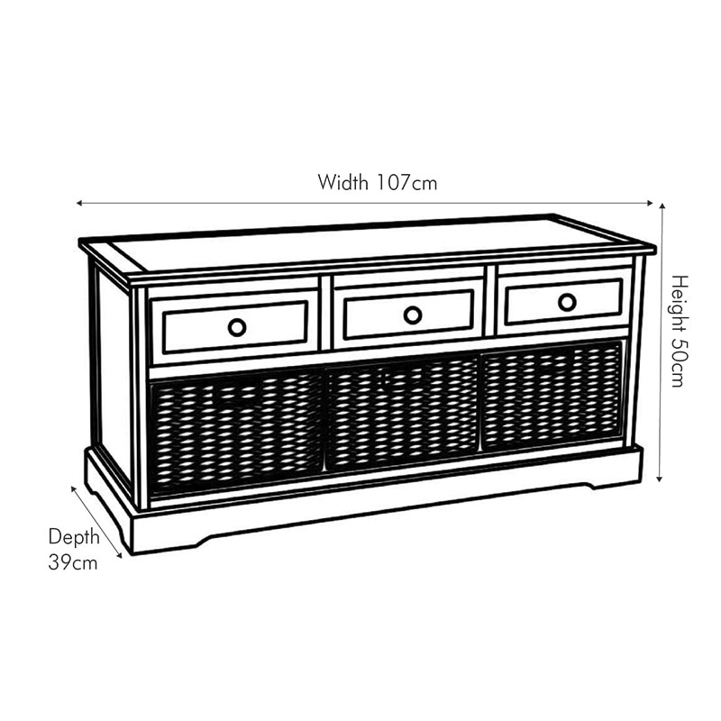 Devonshire 3 Drawer Basket Unit, Grey-10