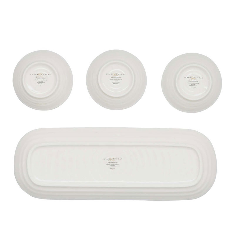 3 bowl & tray set, White-5