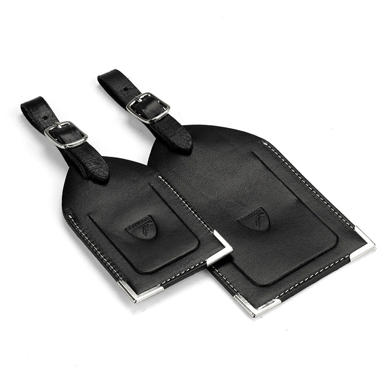 Set of 2 Luggage Tags, Smooth Black-0