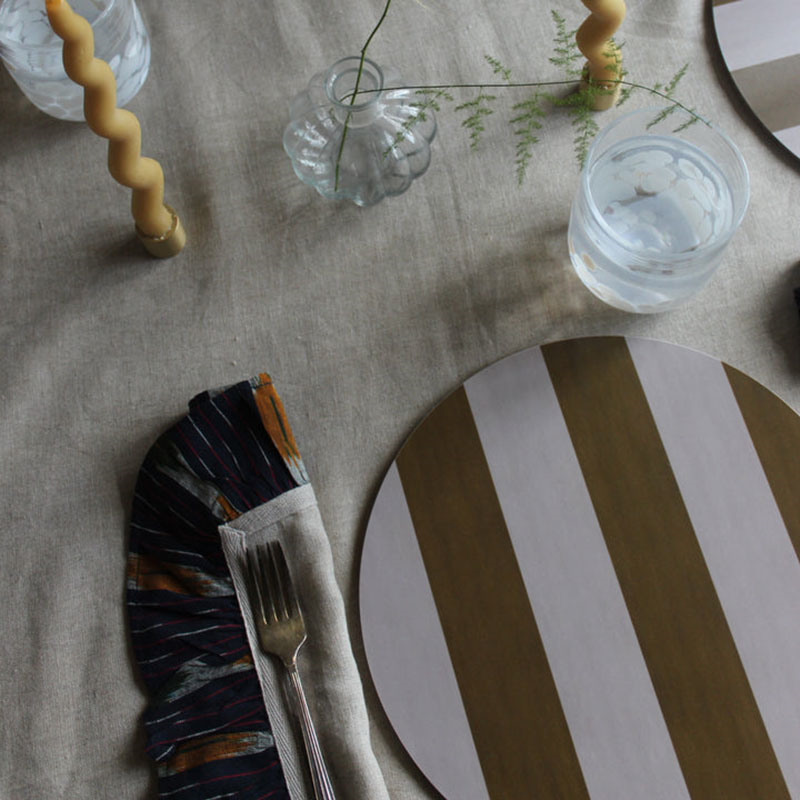 Stripe Placemat, D28cm, Ochre-0