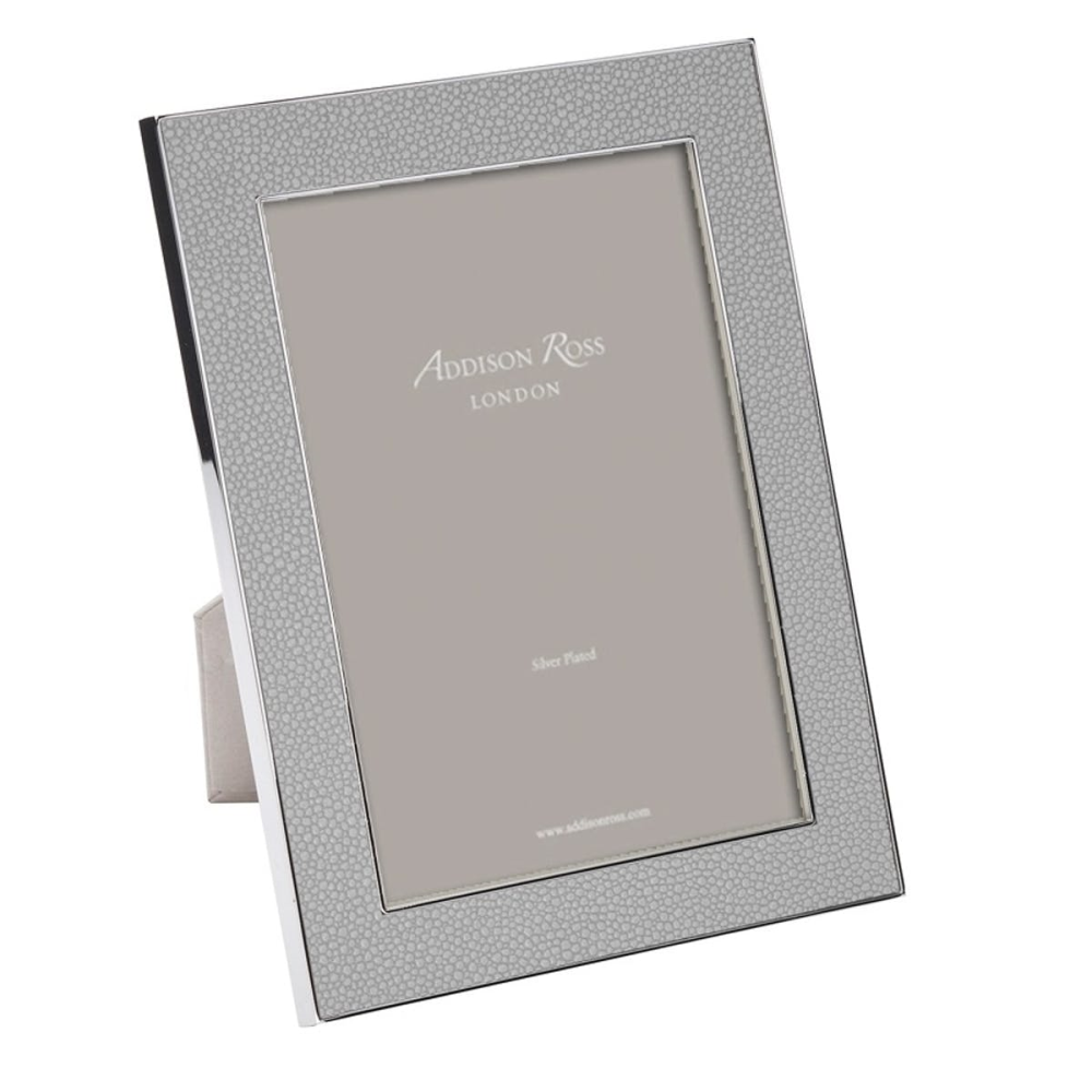 Faux Shagreen Photograph frame, 5 x 7" with 24mm border, Grey With Silver Plate-0