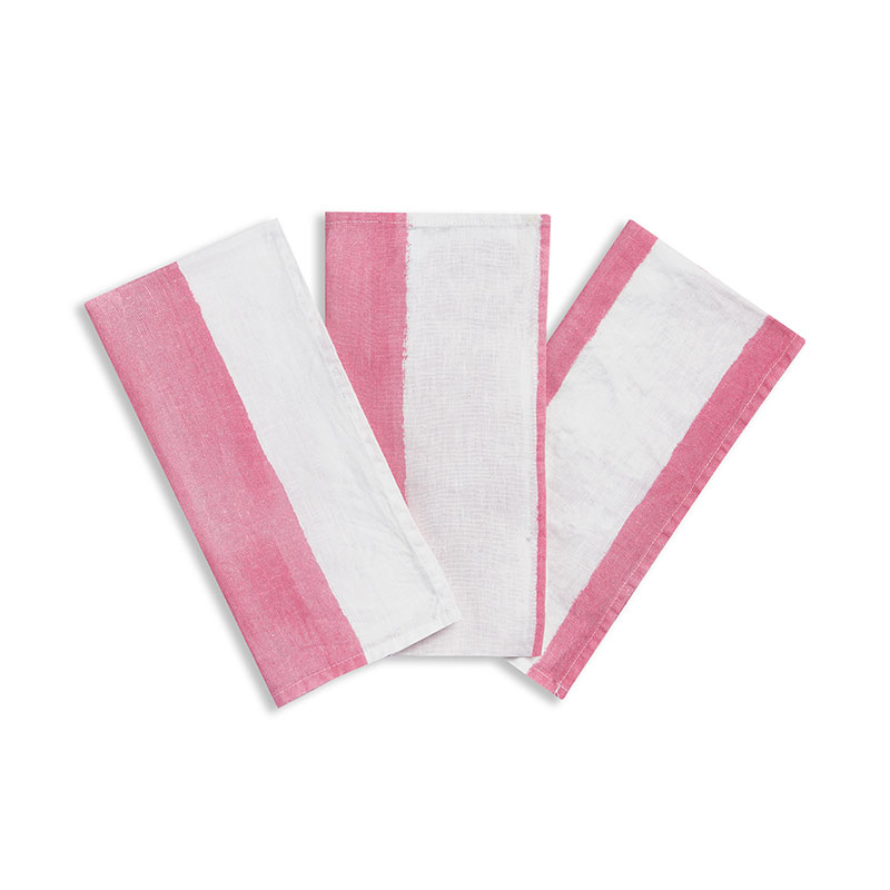 Stripe Linen Napkin, 50cm x 50cm, Rose Pink-1