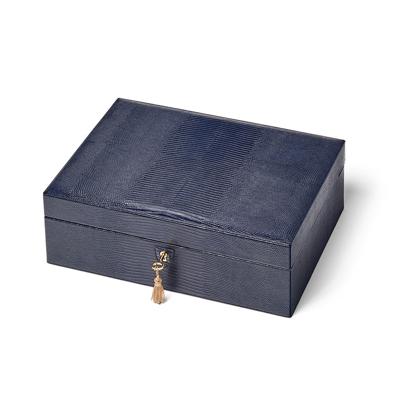 Grand Luxe Jewellery Case, L24 x W33cm, Midnight Lizard-1