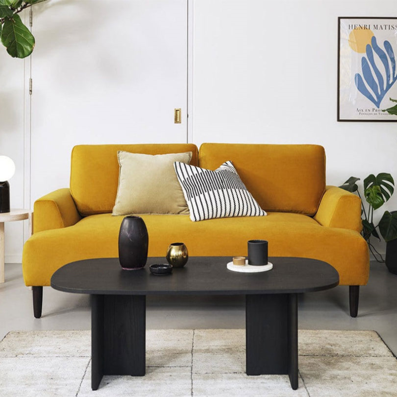 Model 05 2 Seater Velvet Sofa, Mustard-0